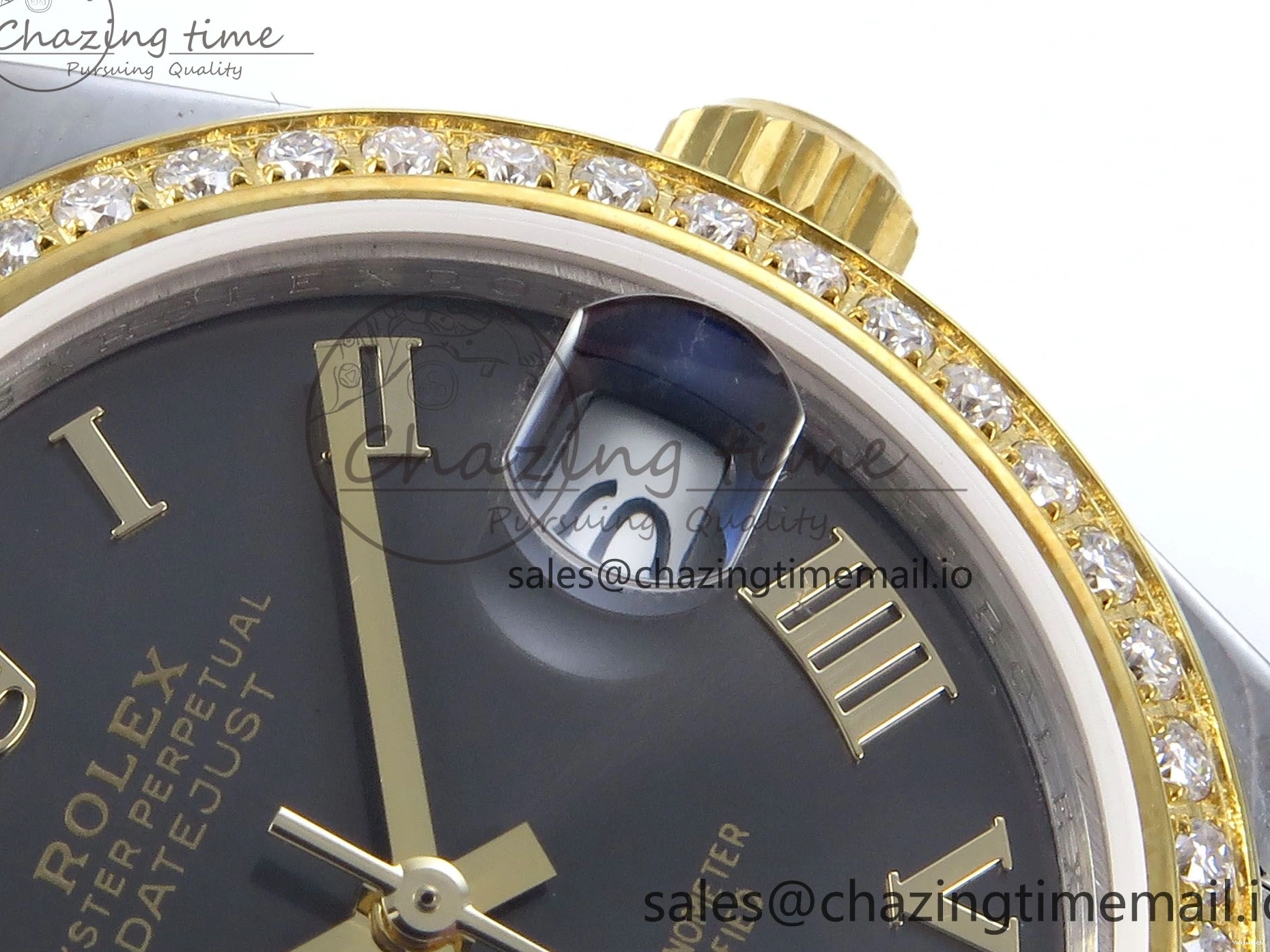 JARF 904L YG Diamonds SS Jubilee Edition Gray 278383RBR Roman 1:1 Best 31 on Steel Bracelet DateJust Dial HZ2236 0502